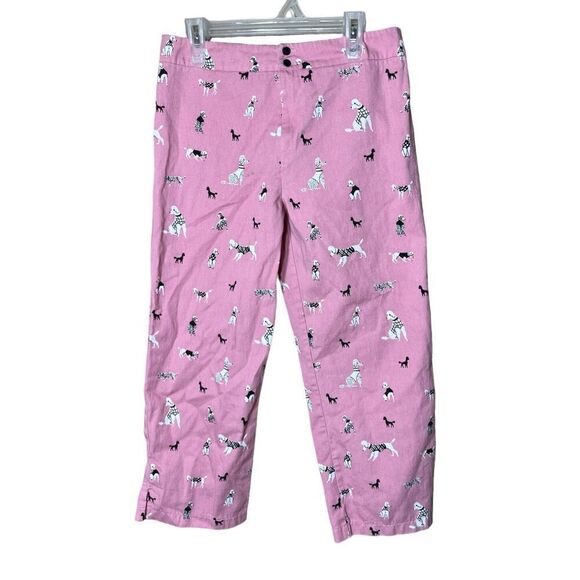 Vintage Jayne Copeland Dog Print Wide Leg Cropped Pants Size 16 - Picture 1 of 9